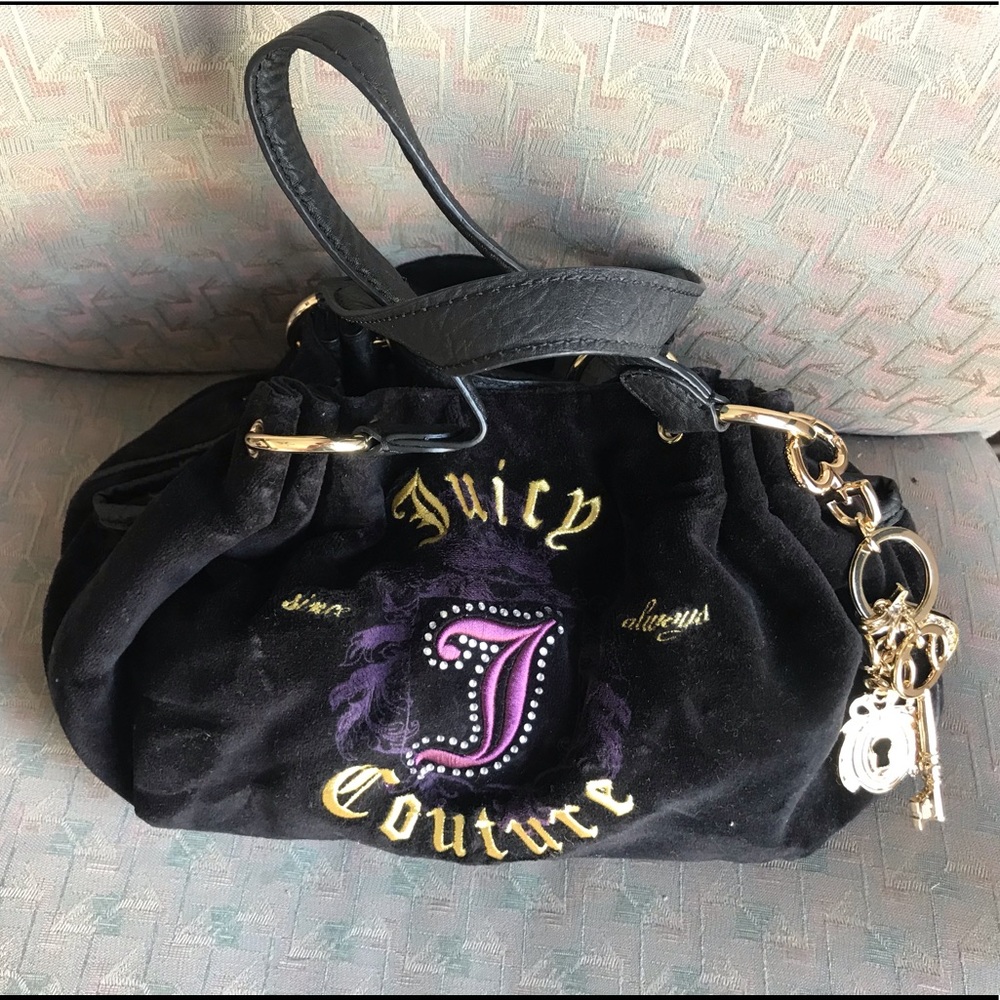 Juicy Couture black velvet shoulder bag